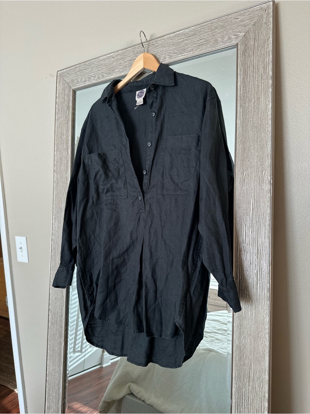 Saks Fifth Avenue Real Clothes 100% Linen Vintage Black Tunic Size Medium
